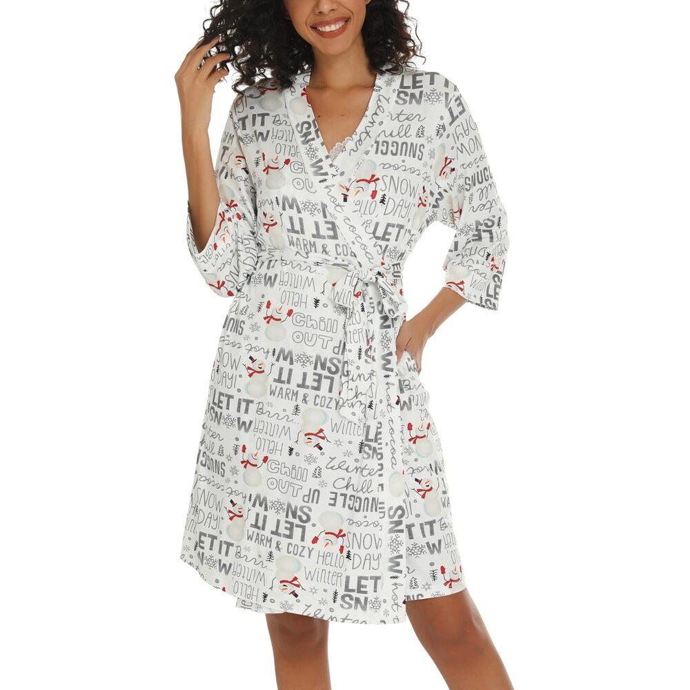 7344 Robes Set Sexy V-Neck 2 Pieces Lingerie Nightgown with Robes Pajama - Picture 2 of 5